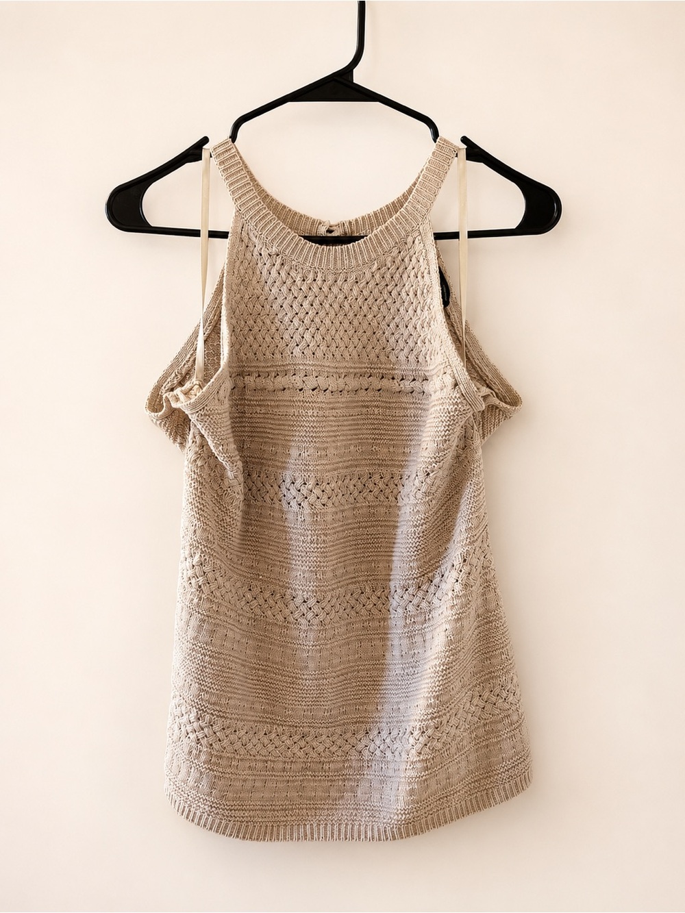 White House Black Market Metallic Knit Tank Top in Champagne Shimmer